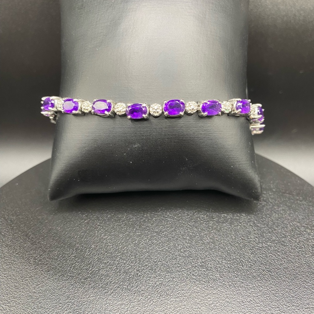 Amethyst Bracelet, Charm Bracelet, 925 Sterling Silver, Tennis Bracelet